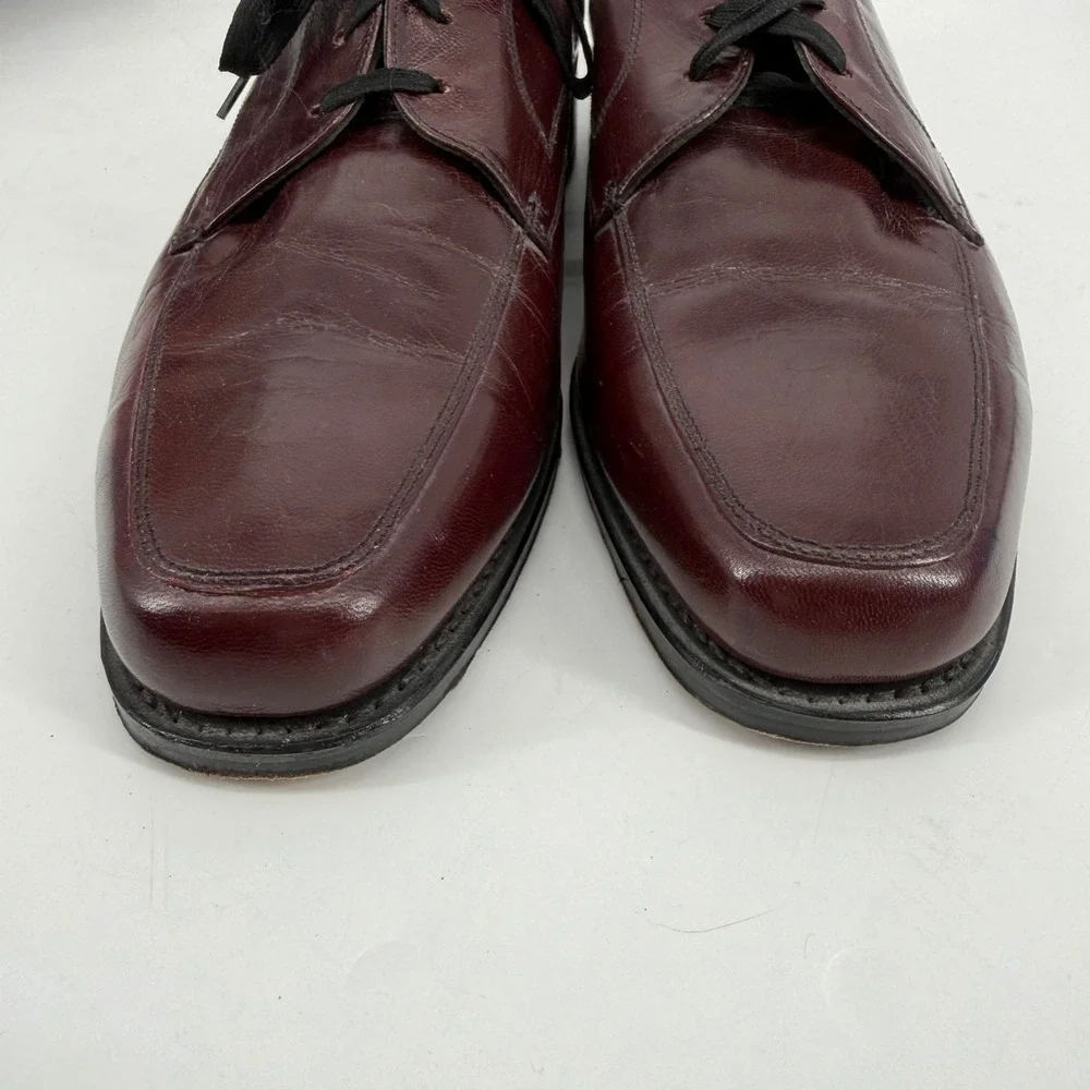 Florsheim Mens Burgundy Leather Apron Toe Derby Shoes‎ 8 D Made in India